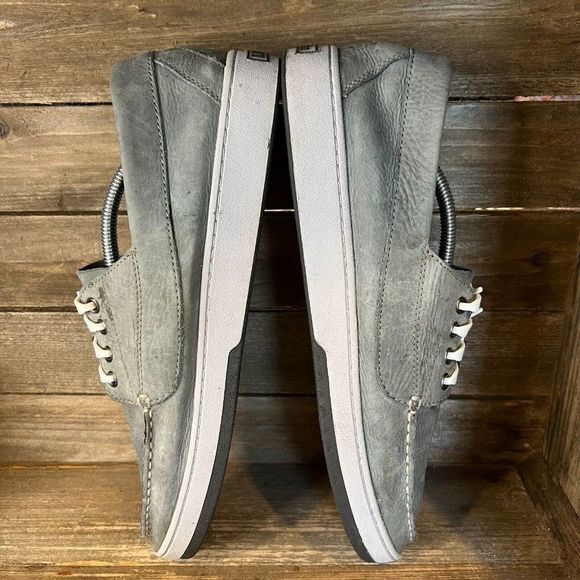 Mens LL Bean Gray Nubuck Leather Boat Deck Slip On Loafers‎ Shoes Size 13 M GUC main image 5